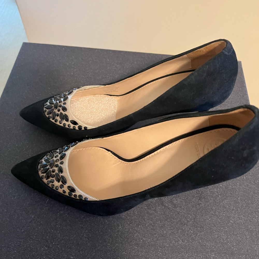 Tory Burch Delphine Black Suede & Jeweled Pump, Women’s Size 9 1/2.